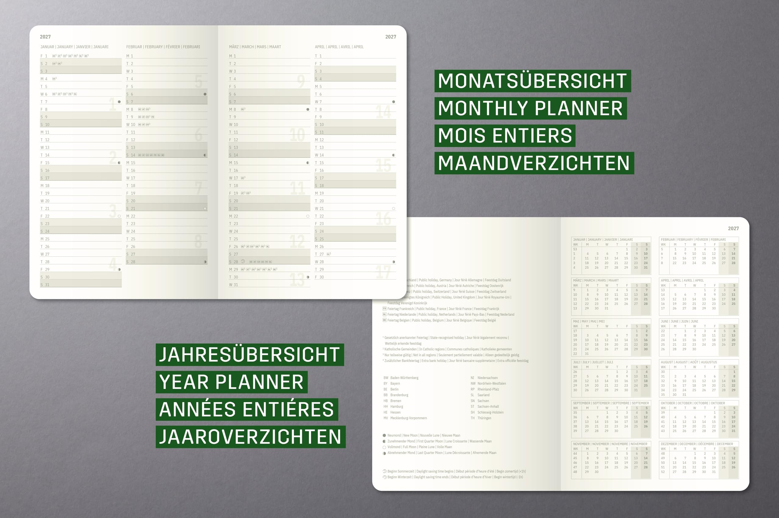 SIGEL C2718 Planungsbuch Wochenplaner Wochenkalender 2027, extra groß, A4+, vertikal, 1 Woche = 2 Seiten, 1 Spalte pro Tag, schwarz, Hardcover, 192 Seiten, Stiftschlaufe, Kalenderbuch Conceptum