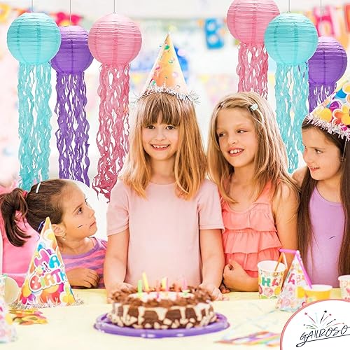 Miniatura 5 de Decoraciones de fiesta de Bob Esponja, faroles de medusas con cuerda y gancho, decoración colgante de pez gelatina para debajo del mar, natación,