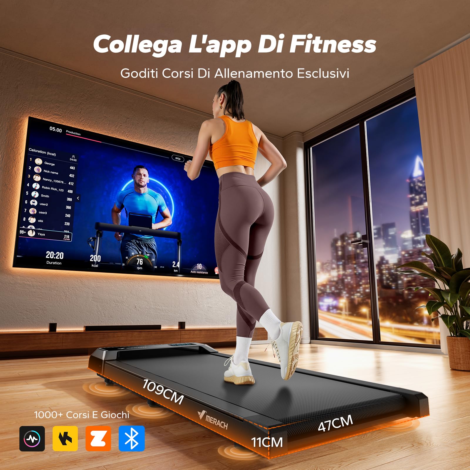 MERACH Tapis Roulant Elettrico, Walking Pad Salvaspazio, 3 IN 1 Tapis Roulant Compatto per casa e ufficio, 2.5HP Mini Treadmill, App e Telecomando, Display LED, Senza Necessità di Montaggio