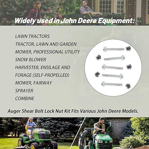 Miniatura 2 de 19M7834 14M7397 para equipo John Deere tornillo y tuerca de bloqueo, 5 piezas de tornillo de cizalla de barrena y kit de tuerca de bloqueo (5)