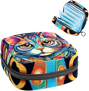 RODAILYCAY Tampons Collect Bags for Women Girls, Sanitary Napkin Storage Disposal Pouch, Lightweight Menstrual Cup Bag Cat Pattern