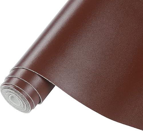 CDY Hojas de piel sintética color marrón oscuro de 13.8 x 53 pulgadas, rollo de piel sintética suave, perfecto para manualidades, bolsos, carteras,