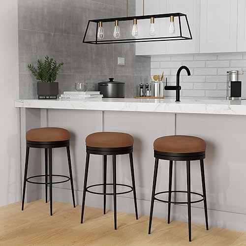 Vista 4 de Hillsdale Aubrie - Taburete giratorio de metal, color negro mate