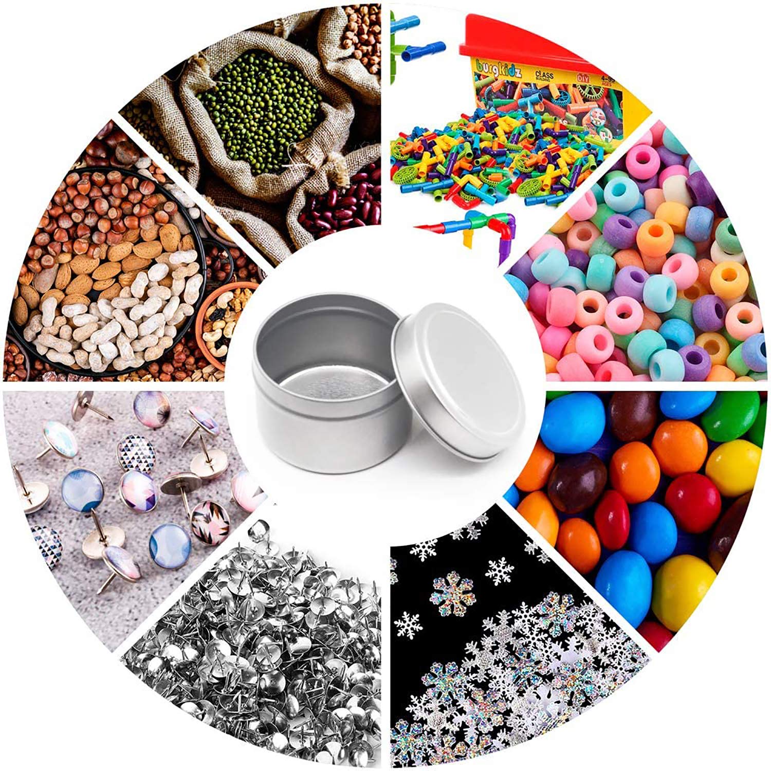 48 PCS 5 OZ frascos para hacer velas de ronda de vela del Metal latas de reutilizable vela latas de bricolaje arte manualidades suministros (5OZ,24PCS Silver+24PCS RoseGold)