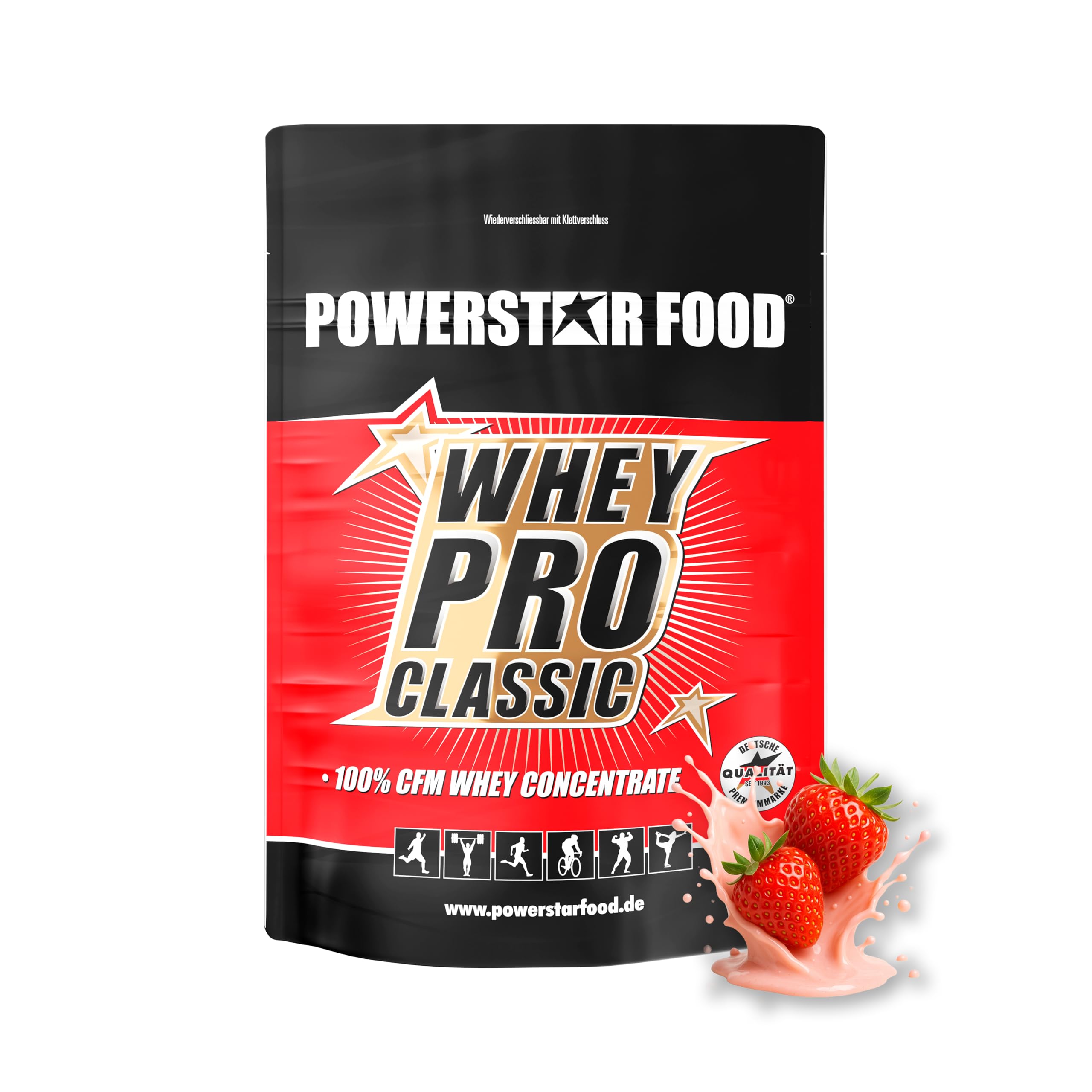 Powerstar WHEY PRO CLASSIC Poudre de protéines de lactosérum 4000 g | Poudre de protéines | Fabriqué en Allemagne | 100 % concentré de lactosérum CFM | Protéines en poudre avec seulement 2 % de