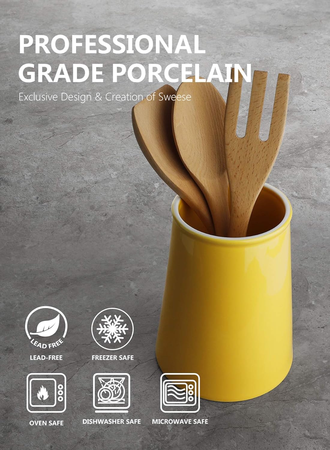 Sweese 801.119 Porcelain Utensil Holder for Kitchen, Vibrant Yellow : Home & Kitchen