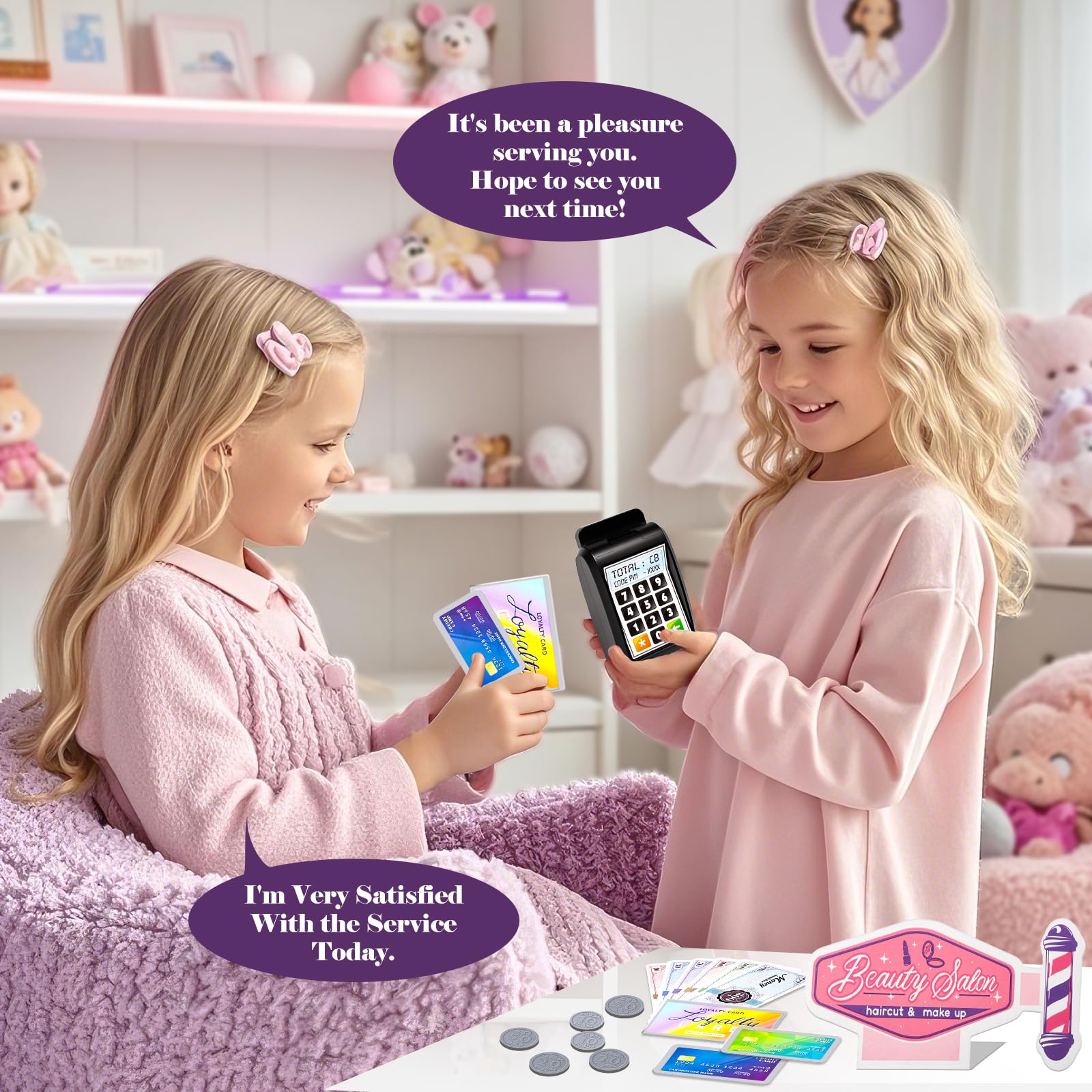 Tacobear Friseur Set Kinder Schminkkoffer Mädchen Friseurkoffer Haarstyling Zubehör Gefälschte Kosmetik Kaufmannsladen Rollenspiel Pretend Play Makeup Spielzeug Geschenke Mädchen ab 3 4 5 6 7 8 Jahre