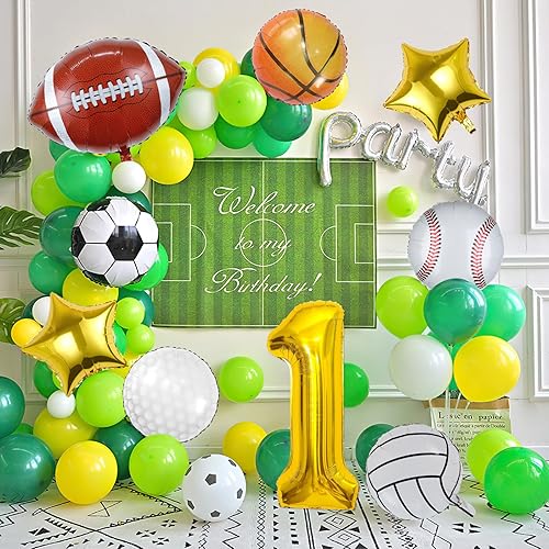 Miniatura 7 de 9 globos deportivos, fútbol, baloncesto, béisbol, voleibol, golf y fútbol, globo de aluminio de Mylar con número de cumpleaños deportivo,