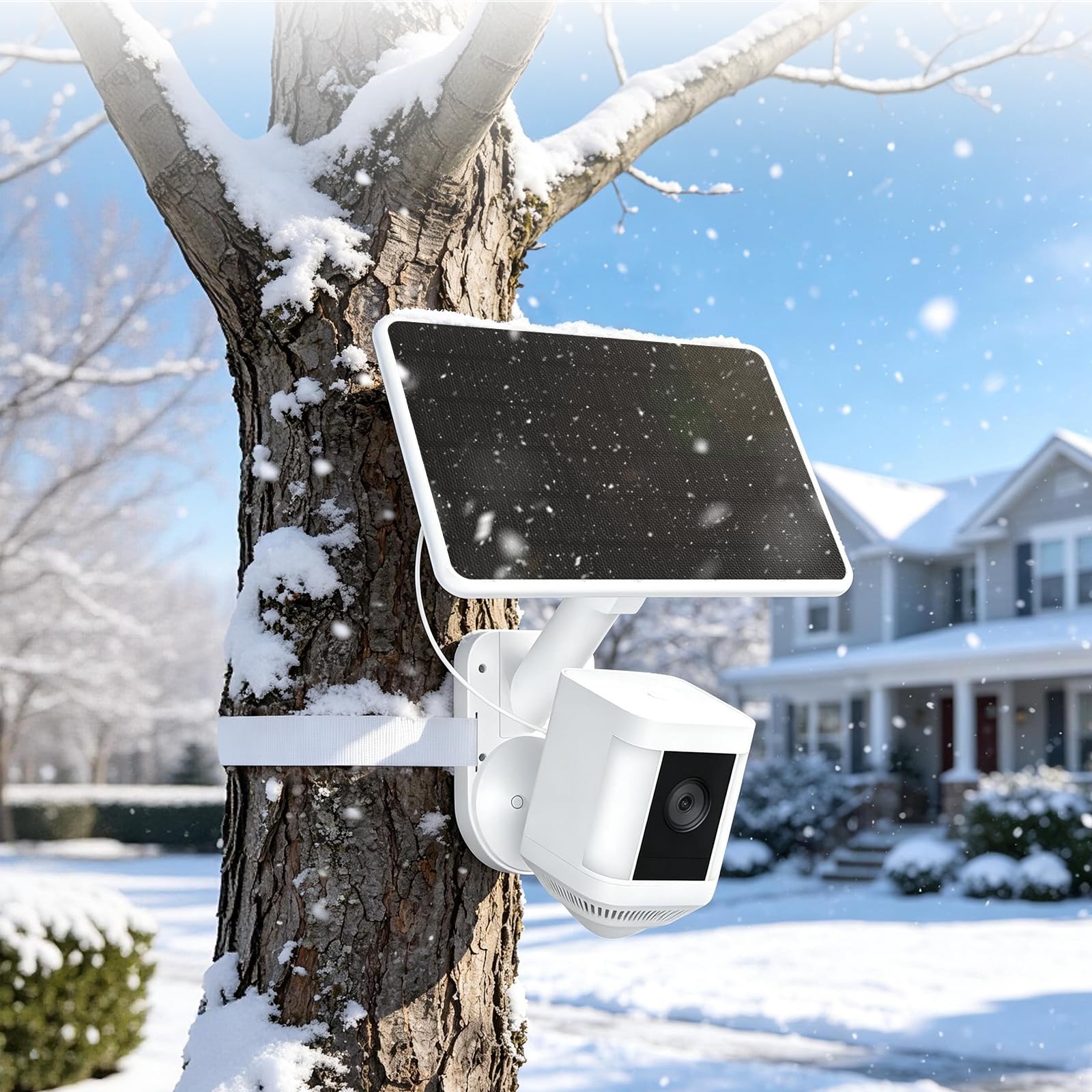 Pannello solare ad anello con supporto per fotocamera 2 in 1 per Ring Spotlight Cam Plus/Pro (batteria)/Ring Stick Up Cam/Outdoor Cam Plus (batteria), caricatore solare da 6 W regolabile a 360° per