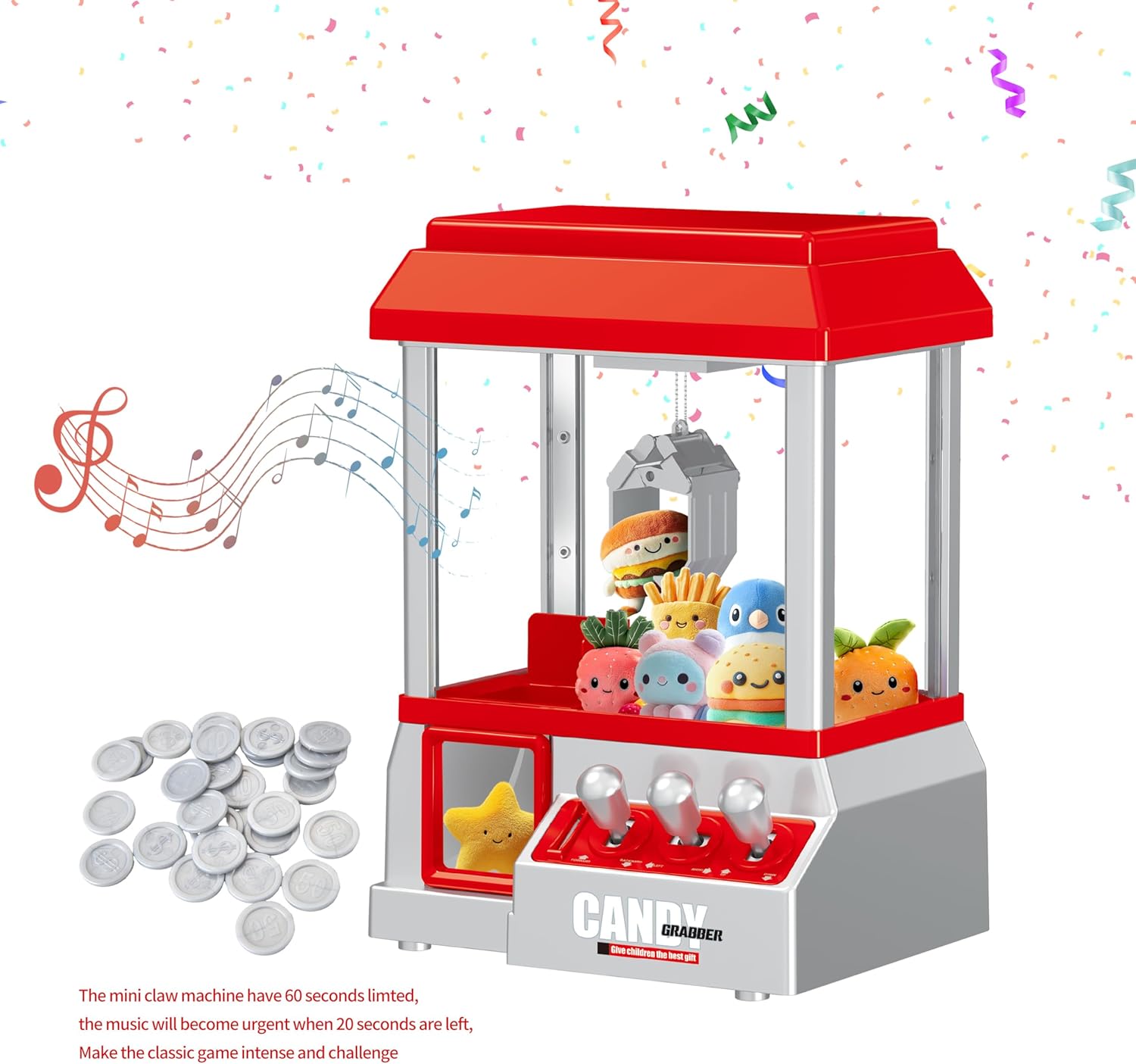 PowerTRC Claw Machine for Kids Fun Mini Claw Machine Toy for Girl Boy, Interactive Arcade Game Machines Prize Dispenser Candy Grabber Vending Machine Cool Christmas Birthday Gifts