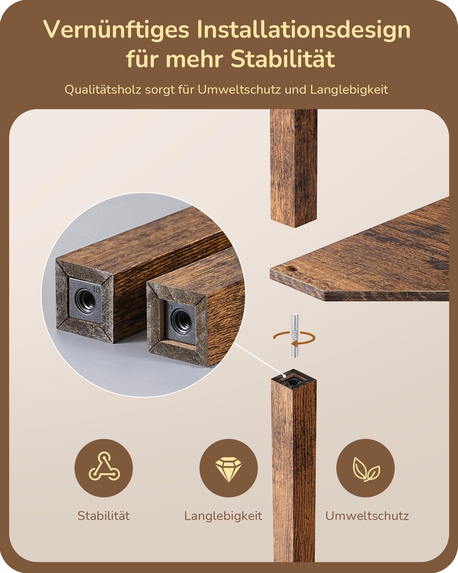 EDISHINE Stehlampe mit 4 Holz-Regal, Standleuchte Wohnzimmer, LED Dimmbar Stehleuchte 3-Farbtemperatur, Leselampe mit 360° Drehbarer Lichtmast, Fußschalter, Eckregal Regalbeleuchtung