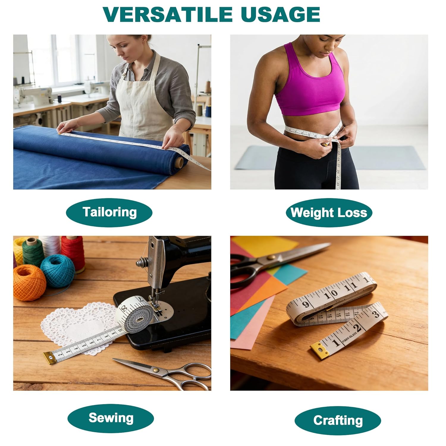 Soft Tape Measure for Body Measurements 3 Pack, 60 Inch Flexible Measuring Tape for Body – Dual Scale Inch/cm, Fabric Tape Measure for Sewing, Tailor, Seamstress, Clothing & Waist Measuring