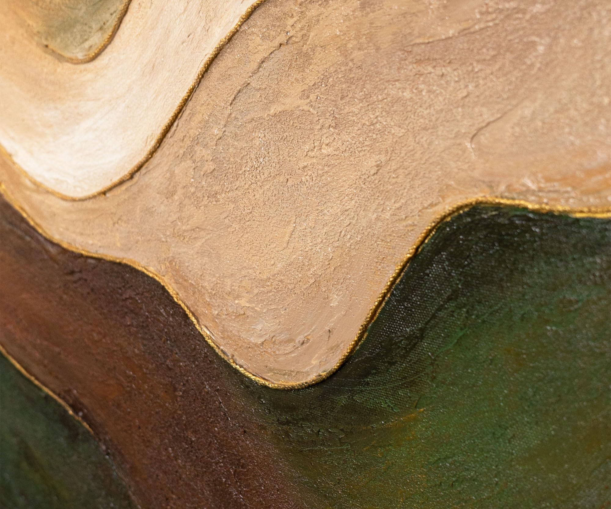 YS-Art Beliebt Acrylbild mit Beige-Grüntöne Abstrakt farbenfrohe handgemalt