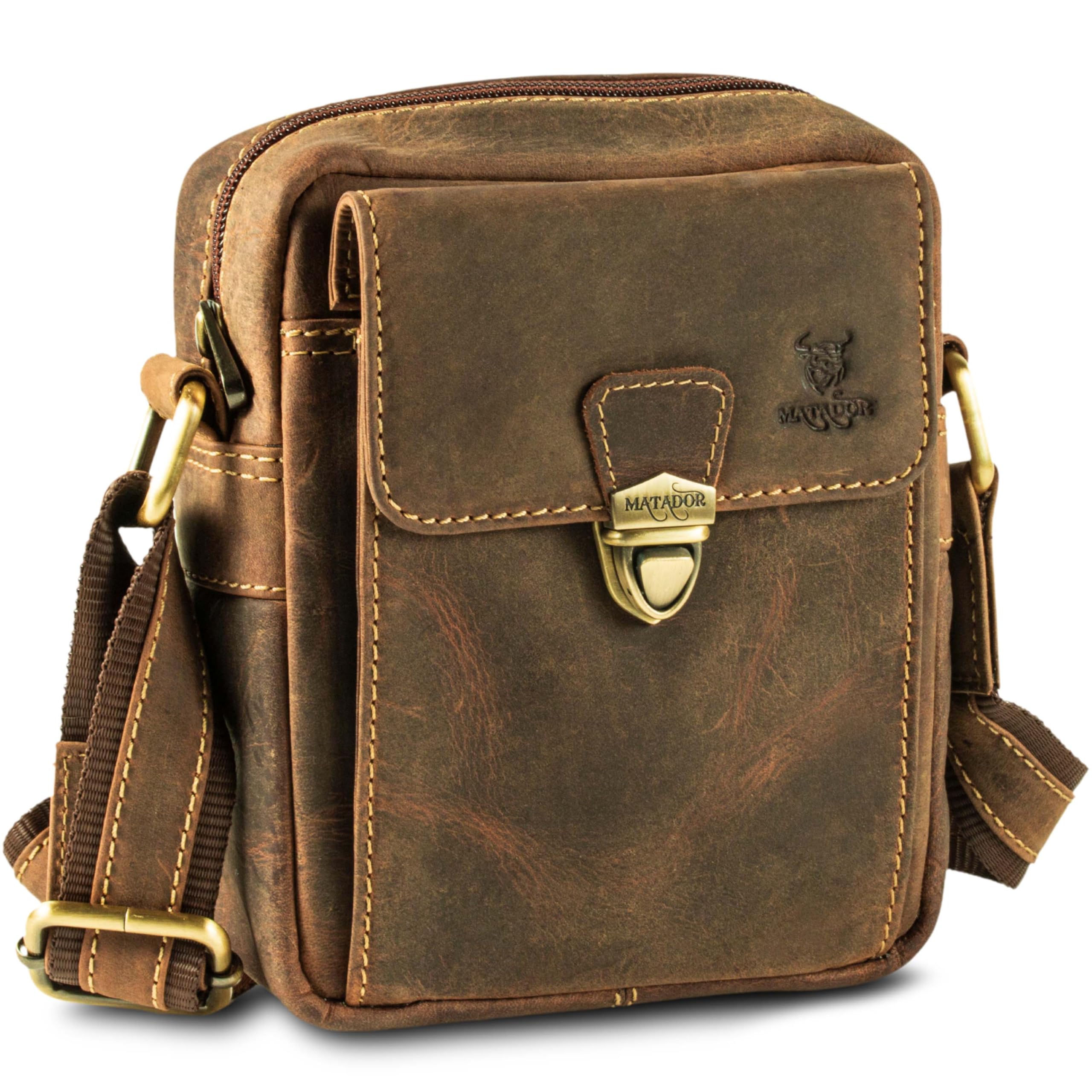 Bolso de hombro compacto MATADOR de cuero auténtico para evitar bolsillos llenos 8