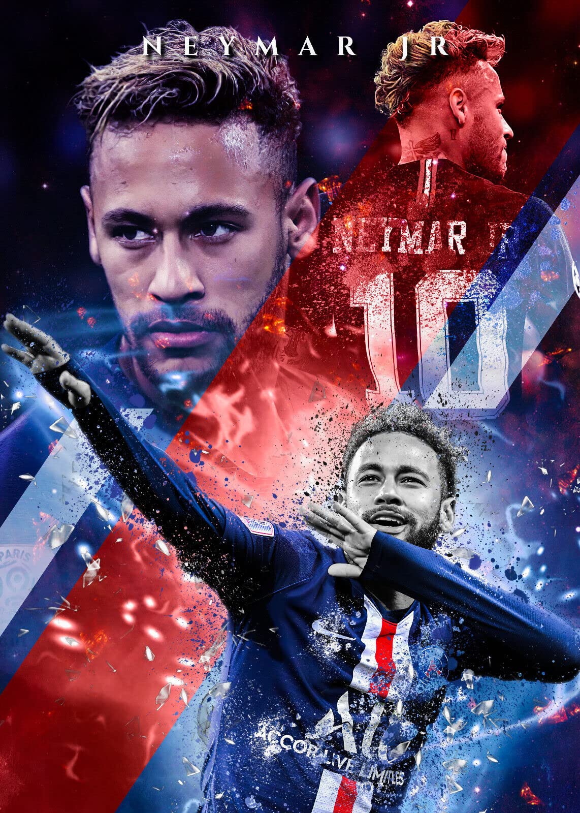 Magic Canvas Art Neymar B8386 - Lienzo decorativo para pared (1 pieza, 100 x 75 cm), diseño de fútbol