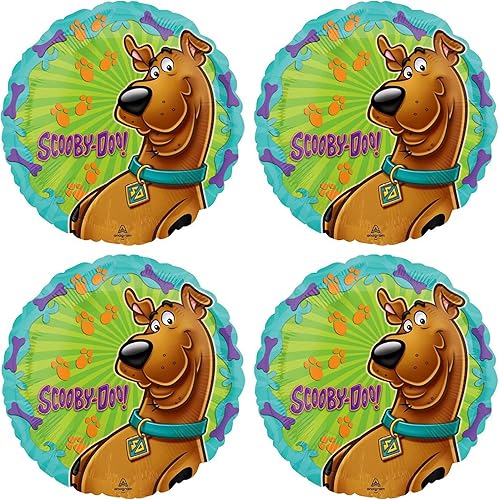 Scooby Doo - Globos de fiesta – Juego de 4 globos decorativos para una máquina misteriosa temática de Scooby-doo Happy Birthday Balloon Centerpiece