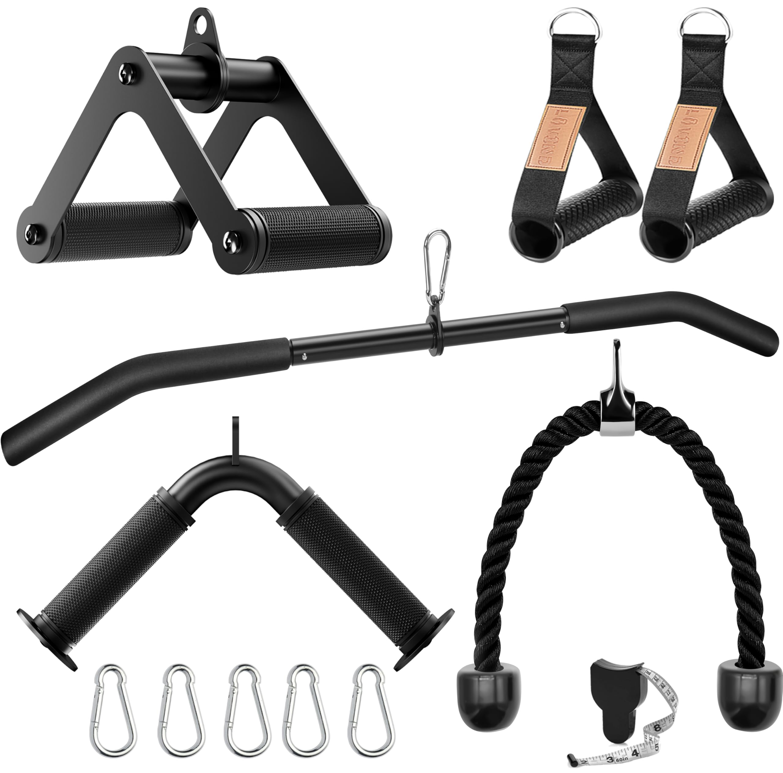 Kabelmaschinen-Aufsatz-Set, Lat-Pulldown-Aufsätze, Kabelmaschinen-Zubehör für Zuhause, Fitnessstudio, Krafttraining, 5 Stück