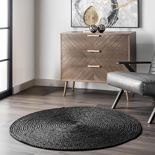 GRUHUM Alfombra de yute de 8 x 8 pies, colecciĂłn redonda de fibra natural, hecha a mano, con dijes bohemios, estilo campestre, de yute, suave GRUHUM Alfombra de yute de 8 x 8 pies, colecciĂłn redonda de fibra natural, hecha a mano, con dijes bohemios, estilo campestre, de yute, suave