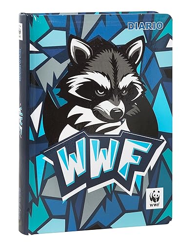 WWF Agenda scolaire 2024-2025 officiel WWF illustré, journal 12 mois idéal pour l'école primaire ou média, couverture rigide avec illustration d'un raton laveur et 352 pages en couleur, 13 x 17,8 cm