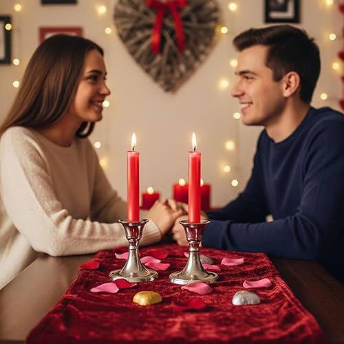 Miniatura 6 de Rely+ Silver Candle Holder Set of 2 - Decorative Taper Candle Stick Candle Holder Candlestick Holders for Taper Candles Home Decor Modern Easter