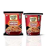 WickedGud Fiery 2X Spicy Korean Noodles | Instant Pack and Cup Combo Pack of 2 | Whole Wheat | No Maida | No Palm Oil | Vegetarian | 67g & 69g