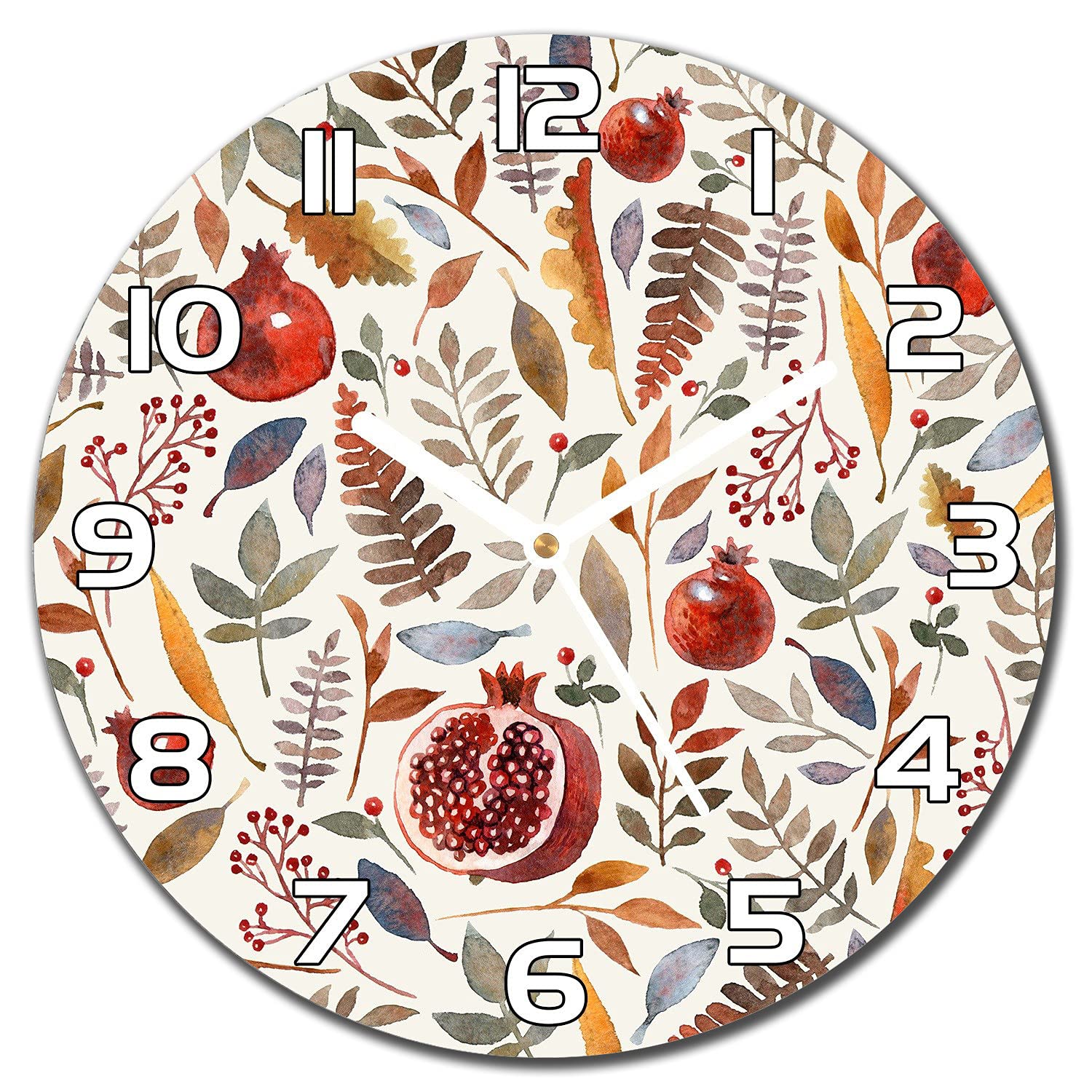Horloge de cuisine 30 cm moderne au motif de baies d'automne