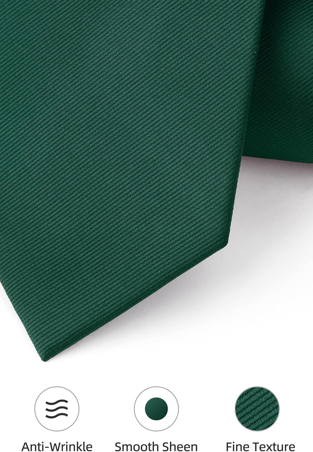 HISDERN Mens Ties Solid Color Ties for Men Formal Necktie with Pocket Square Set Satin Silk Neck Tie Handkerchiefs Set - Image 4