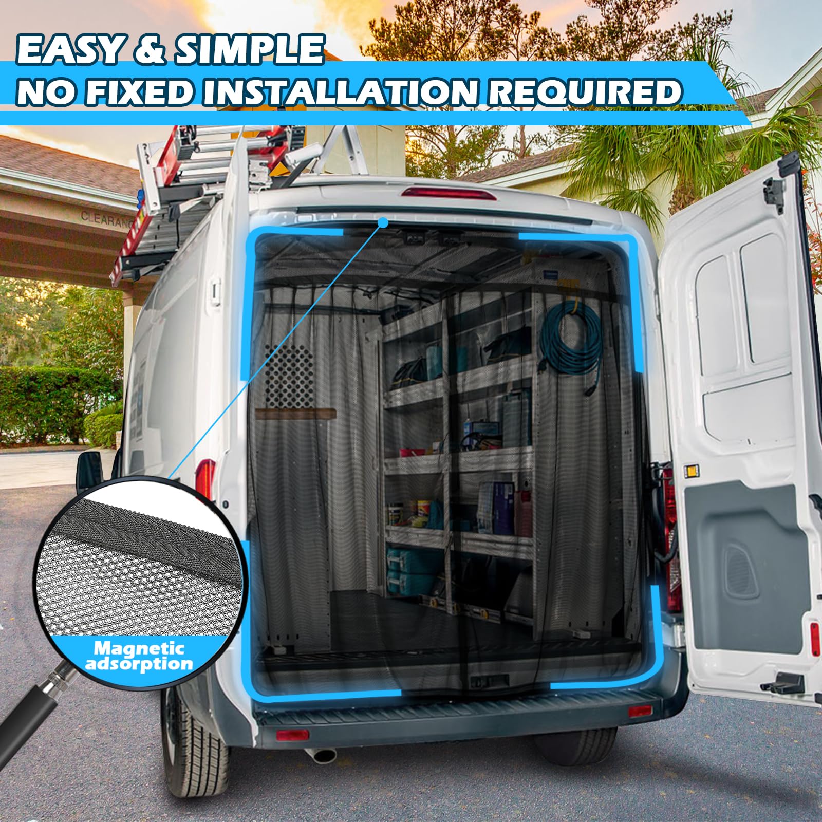 Insektennetz Ersatz für FIAT Ducato/Peugeot Boxer/Citroen Relay 2006-2024 (X250/X290 H2/H3/L2L3L4), Auto Hintertür Heckklappe Insektennetz, Einschichtiges Netz Magnetische Moskitonetze Atmungsaktiv