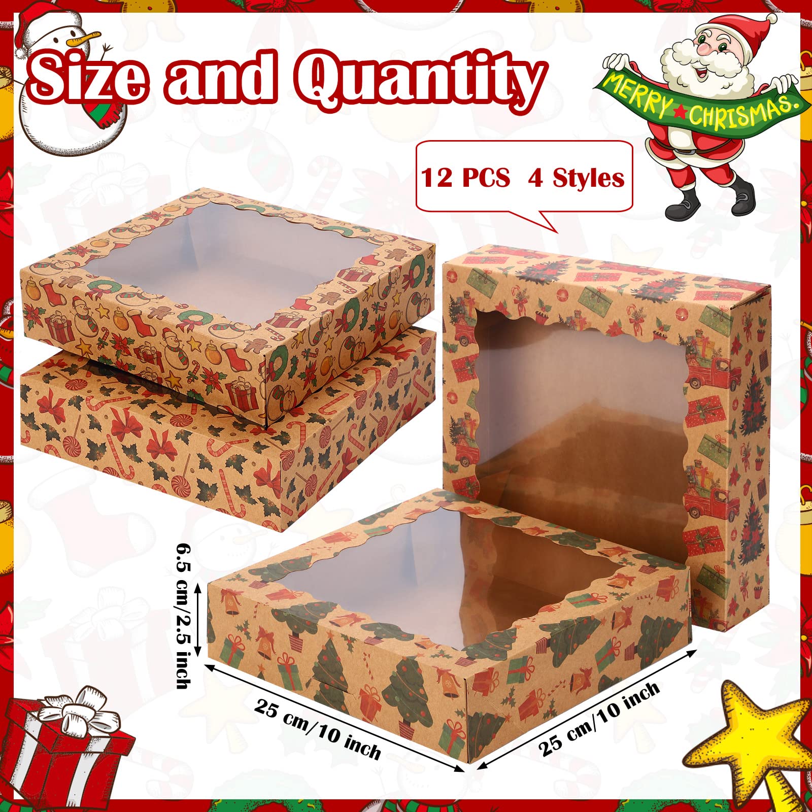 Christmas Cookie Boxes - 12 Pack with Lids -2