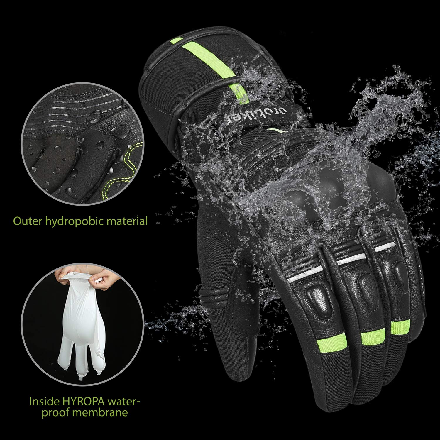 Guanti invernali da moto, invernali, termici, impermeabili, adatti al touch screen, per le escursioni e gli sport all'aperto