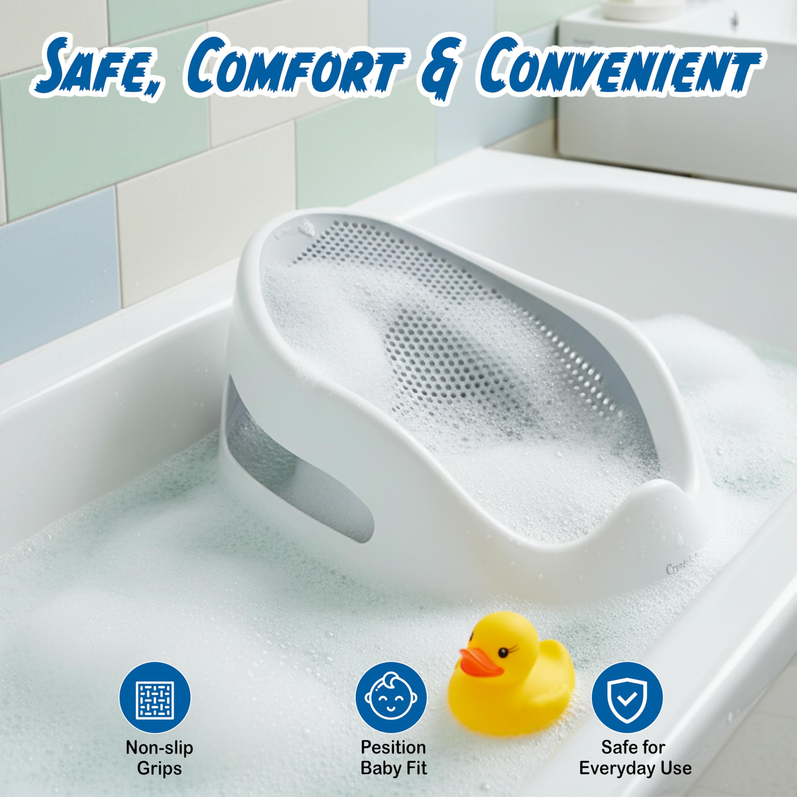 Crystals Baby Bath Support Seat-Soft Touch Ergonomic Design - Anti-Slip Base-Safe & Comfortable Baby Bath Tub Lightweight- 0-6 Months — view 3