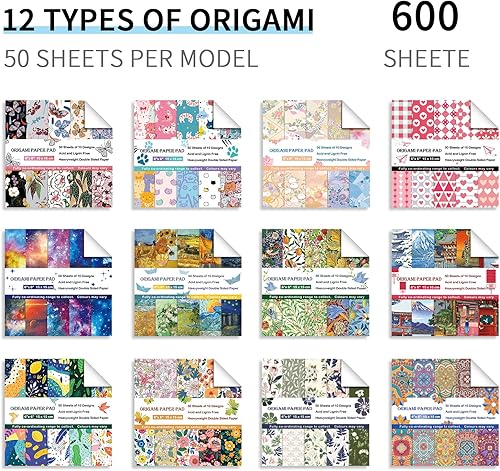 Miniatura 2 de Paquete de 12 juegos de papel de origami de doble cara de 6 pulgadas, cuadrado japonés Chiyo, fácil de plegar, manualidades, manualidades,