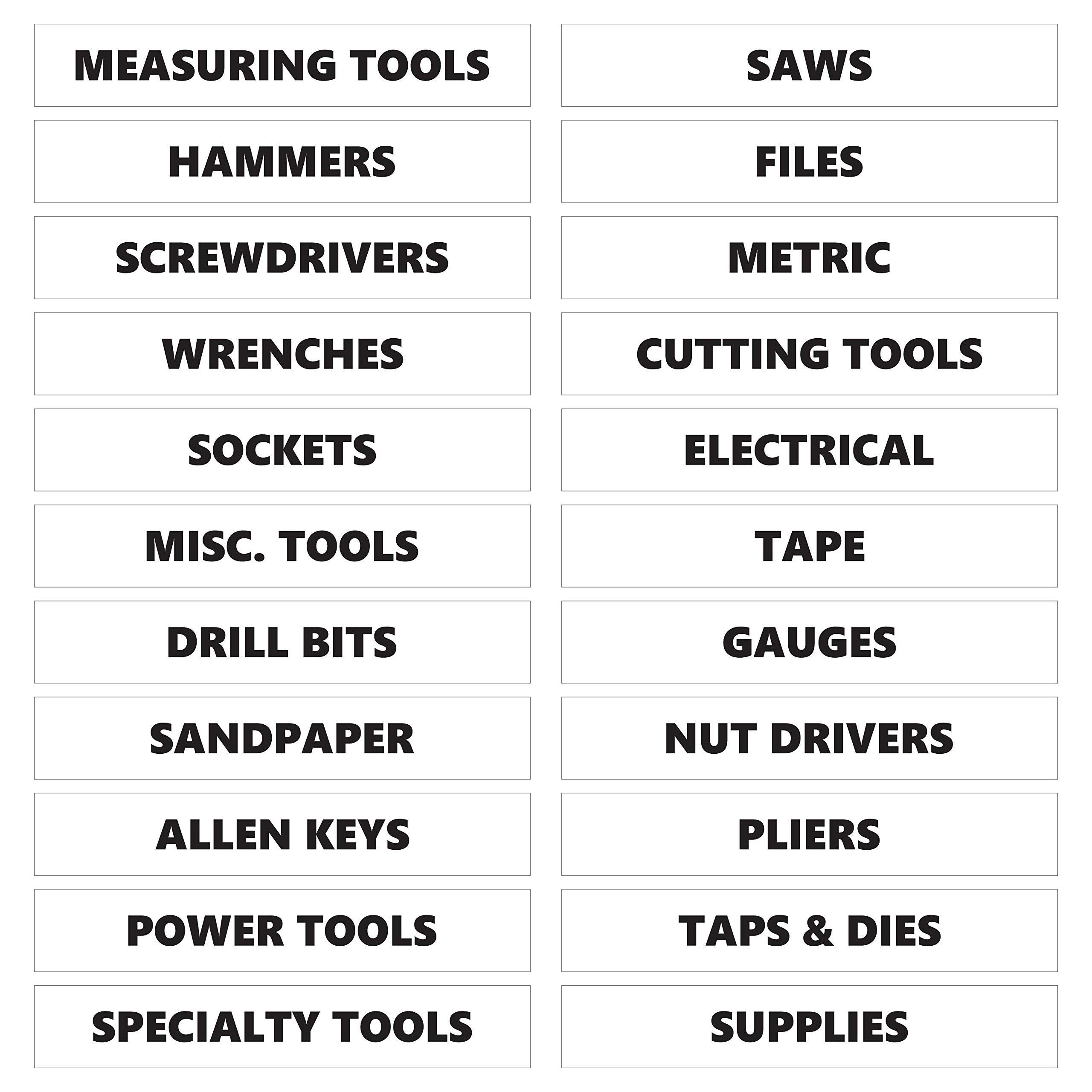 Toolbox Organizational Sticker Labels by DCM Solutions (Black Inverted, 0.75" H x 4.5" W)