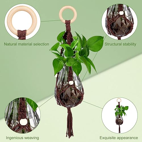 Miniatura 3 de FREEBLOSS Juego de 4 colgadores de macramé para plantas, kit de macramé para adultos principiantes, colgador de plantas para colgar en la pared,