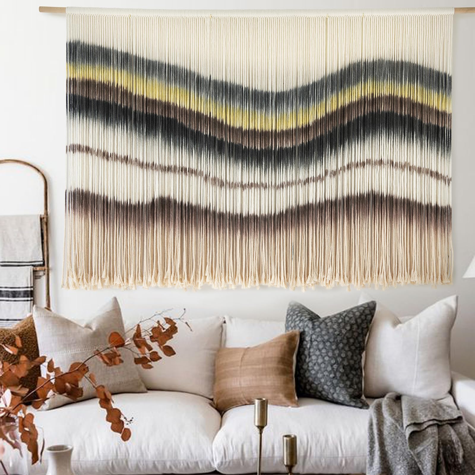 Macrame Wall Hanging Boho Chic Wall Art Macrame Wall Decor Fiber Yarn ...