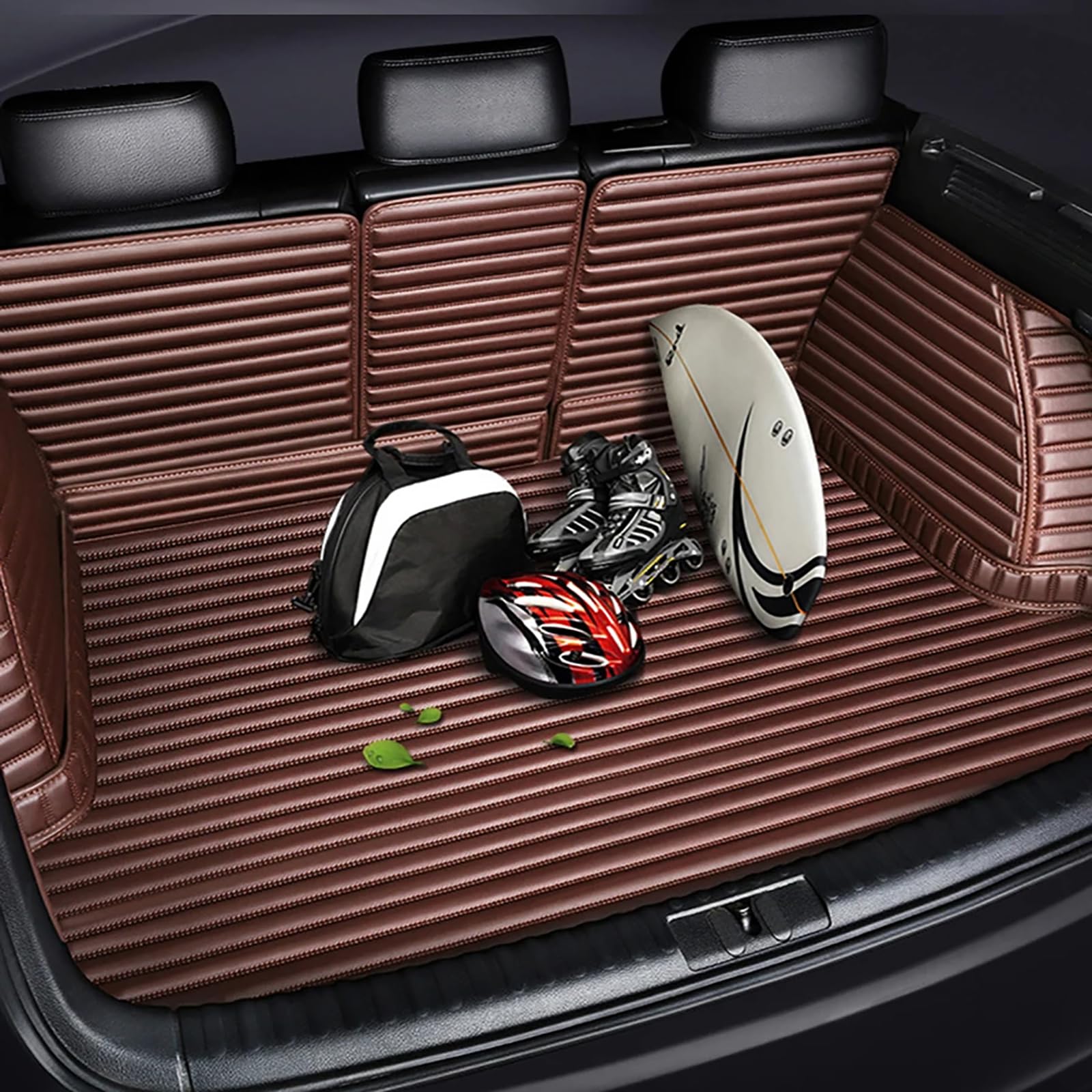 Tapis De Coffre Citroën DS7 (2018-2020) - Cuir Imperméable - Protection Anti-dérapant - Noir Et Blanc