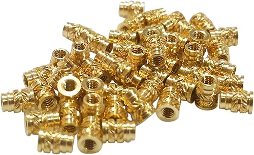 Miniatura 2 de initeq Insertos roscados #10 #10-24 y #10-32 para impresión 3D Tuercas de inserción de rosca de latón para plástico (50, 10-24 cortos)