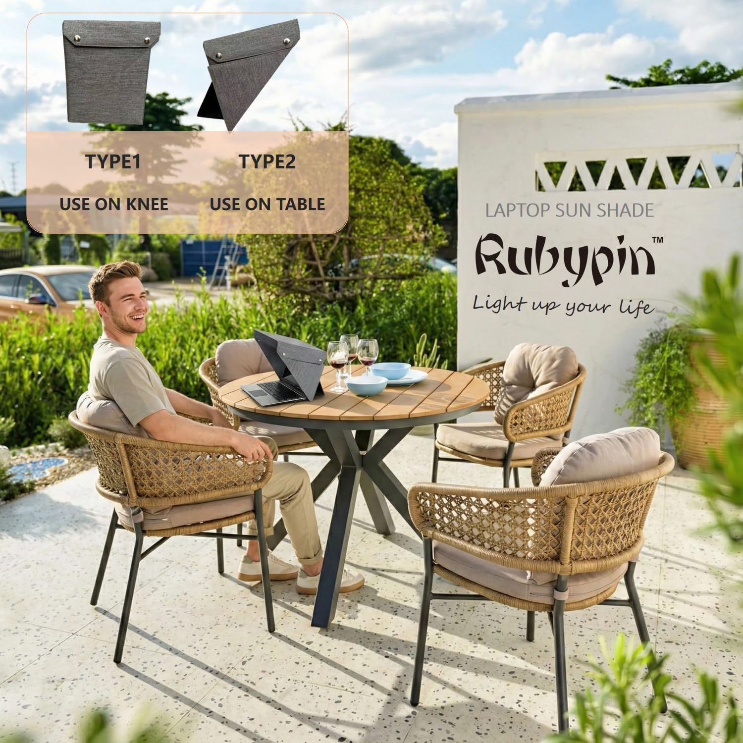 4-in-1 Laptop Sun Shade Hood – Screen Privacy Cover, Anti-Glare & Heat Protection, Contrast Enhancement – Fits 12”/13”/14”and 15" -16" Laptops, Self-Standing Design with Storage Pocket, Gray