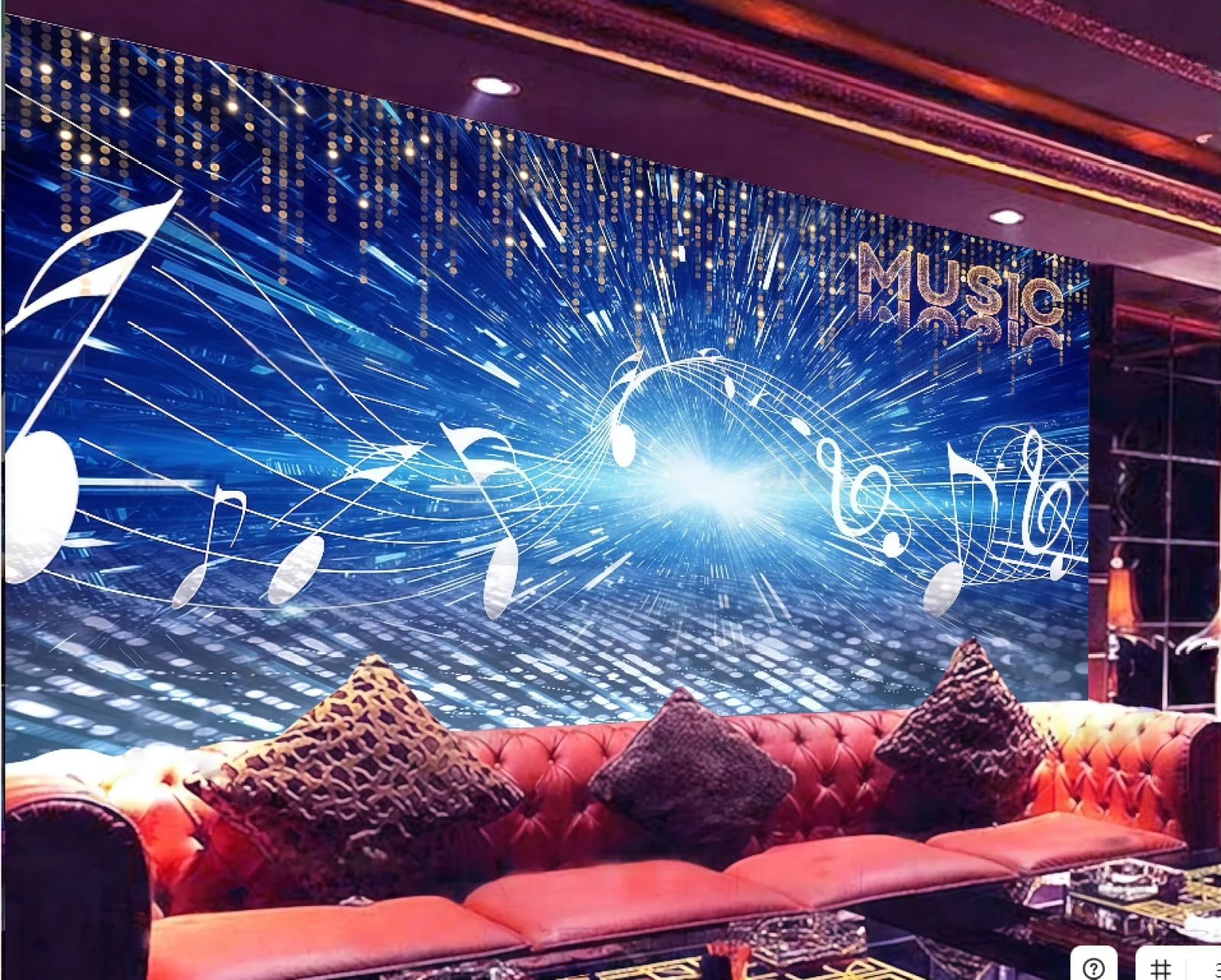 Rskjdghshd 3D Wallpaper Fashionable Cool Lights Nightclub Dancing Music Theme Bar Western Restaurant Background Wall Mural Afternoon Tea Coffee Shop Wallpaper,,250X175cm