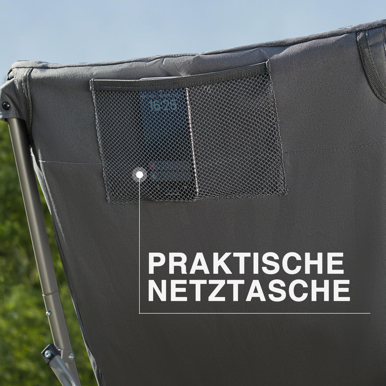 EVER ADVANCED Luxus Campingstuhl Faltbar 6CM Gepolstert, Klappstuhl 150KG Belastbar Kleines Packmaß, Extra Hohe Rückenlehne, Tragbarer Faltstuhl für Camping, Garten, Balkon, Picknick, Indoor