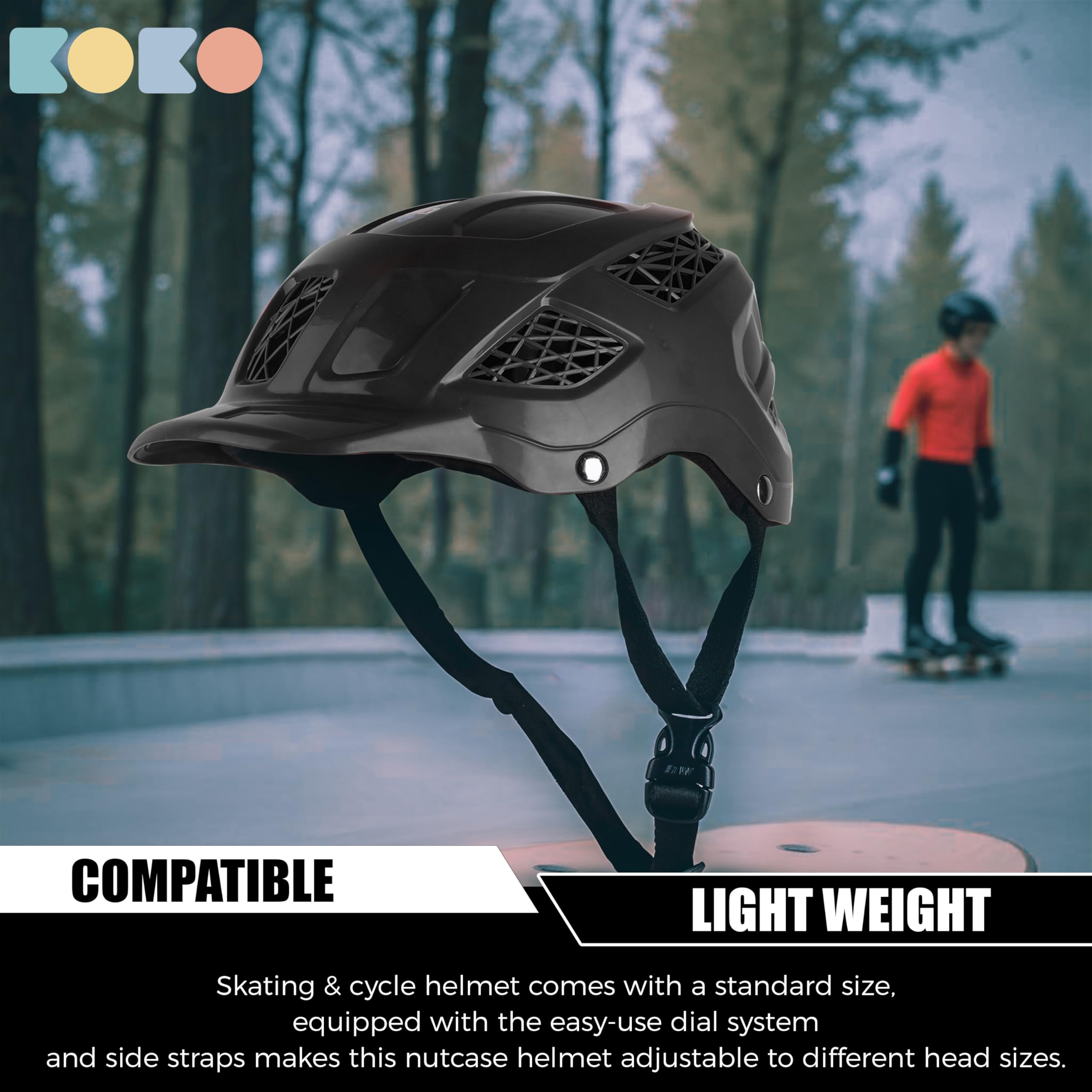 Koko Dragon Kids Skating & Cycling Helmet | Protective Gear for Boys & Girls (Black, X-Small 520 MM) 3