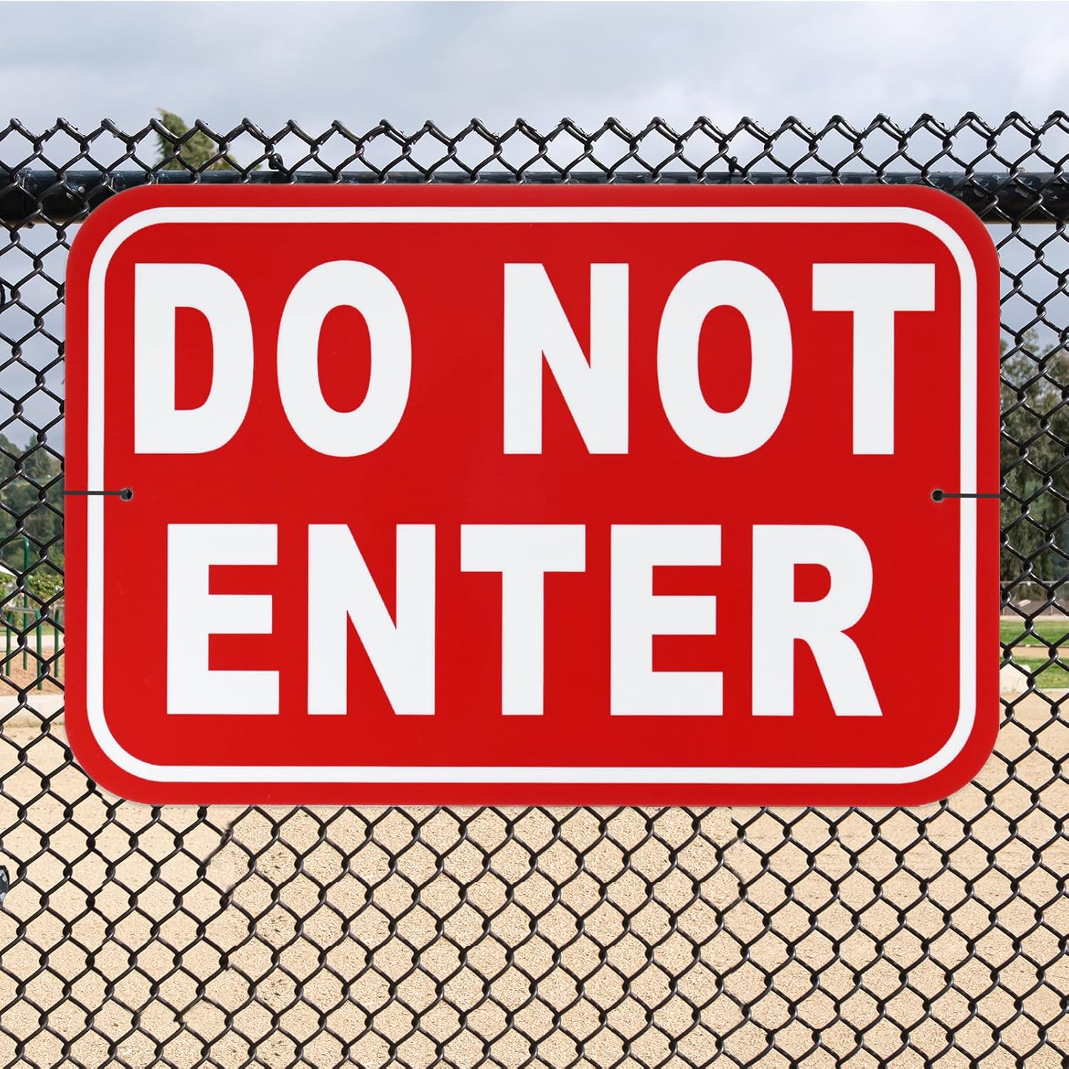 M METERXITY 2-Pack Do Not Enter Sign, 14 x 10 Inch Rust Free Keep Out Sign for Business Waterproof Aluminum Reflective for Courtyard/Pool [White on Red]