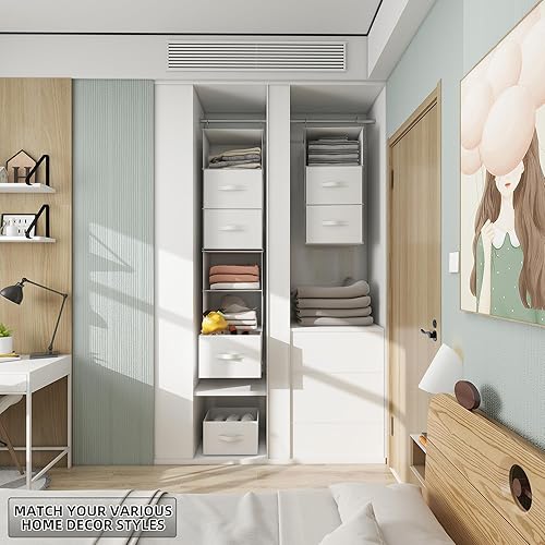 Miniatura 6 de Twira Organizador colgante de armario de 6 estantes, 2 estantes colgantes separables de 3 estantes, almacenamiento colgante con 3 cajones