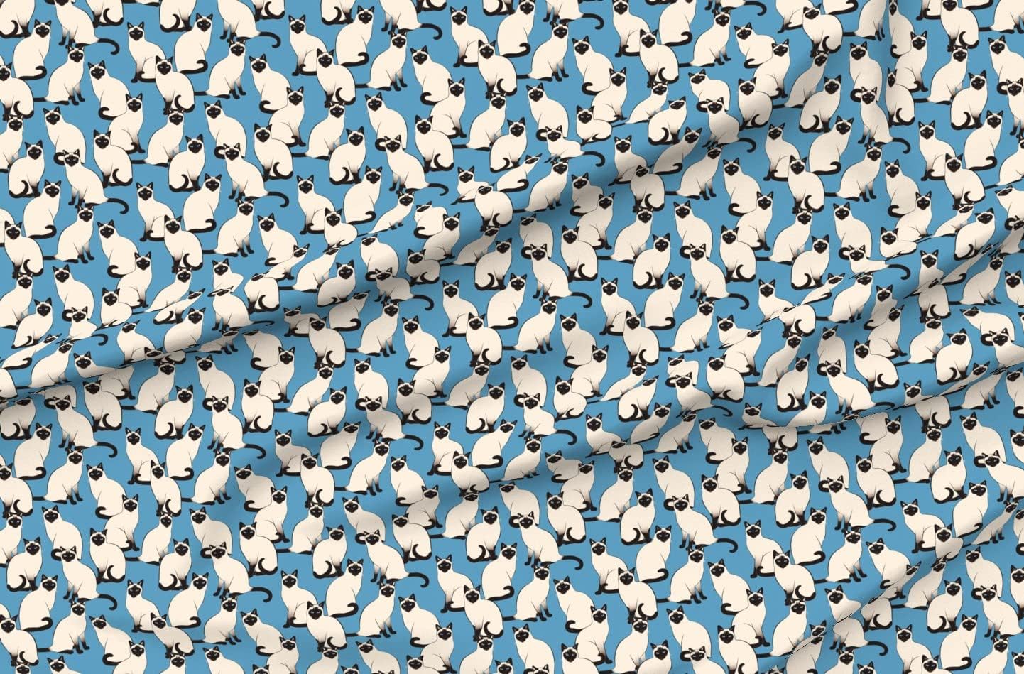 Spoonflower Fabric - Siamese Cats Blue Cat Pets Beige Pattern Turquoise Elegant Animal Printed on Minky Fabric by The Yard - Sewing Baby Blankets Quilt Backing Plush