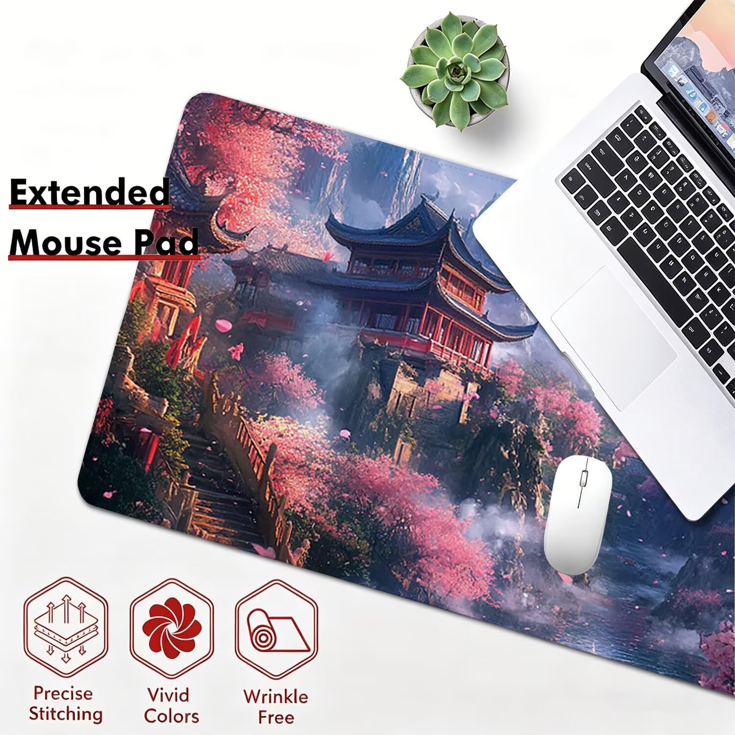 Tappetino Mouse Gaming XXL, Mousepad 1200x600x4mm attico fiore 0x0-173 | Tappetino Scrivania con Base in Gomma Antiscivolo Bordi Cuciti per Computer, PC, Migliora la Precisione e la Velocità