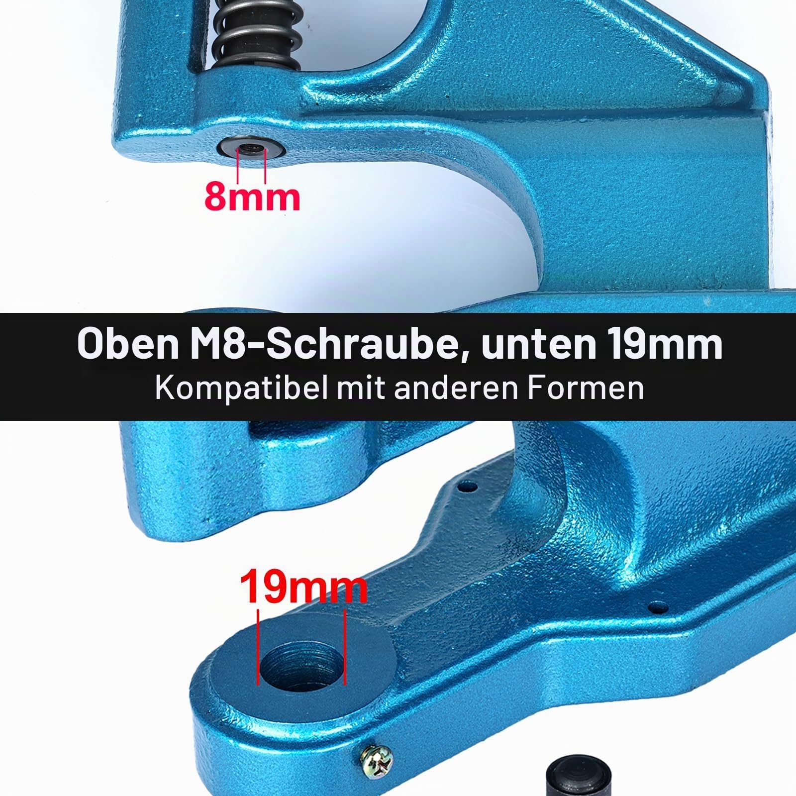 BOOMSTART Ösenmaschine Ösenpresse Set, Handpresse Ösenstanze Ösenzange mit Matrizen und 1500 Silbernen Ösen, 6mm 10mm 12mm Oesenpresse Oesenzange Oesenmaschine für Planen Stoff Banner Taschen