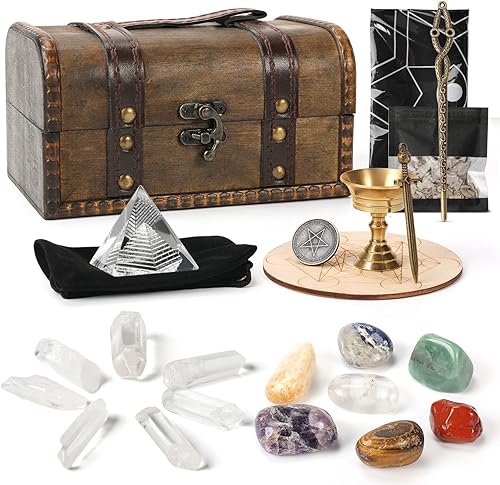 Juego de cristales y piedras curativas, kit de cristales curativos con 7 piedras de chakras, paño de tarot, salvia para meditación, curación