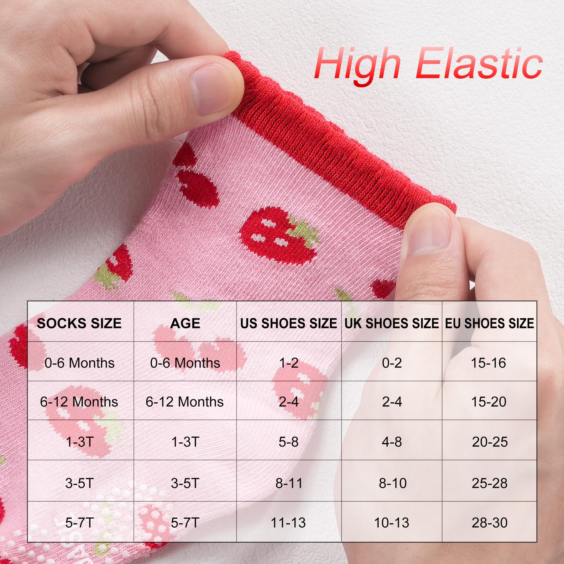 SkiBeaut - Calcetines antideslizantes para niños pequeños de 1 a 7 años, 12 pares de calcetines para niños y niñas