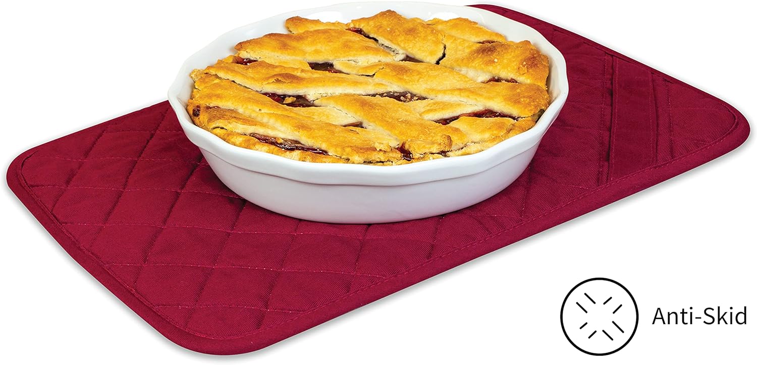 Buy 1 get 1 S&T INC. Heat-Resistant Trivet Mat, 11 by 17-Inch, Red, 11 x 17