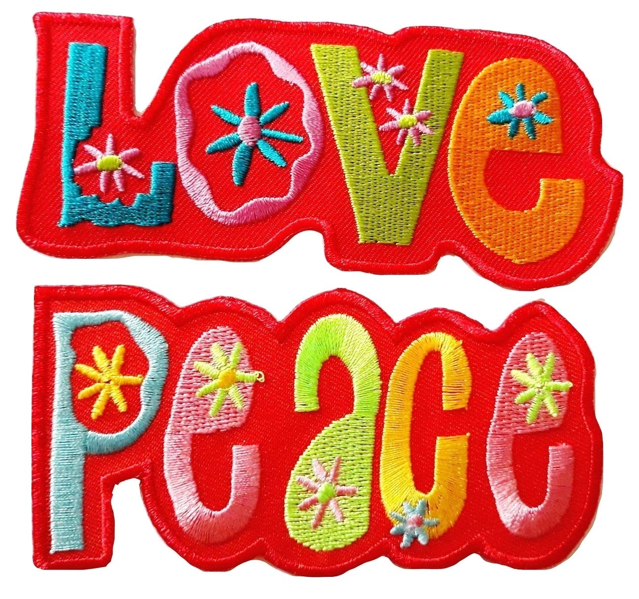 b2see Patch Cloth Iron-On Patches 2 Pieces 10cm Love + 10cm Peace